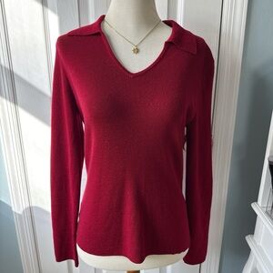 Ann Taylor Deep Red Merino Wool Sweater